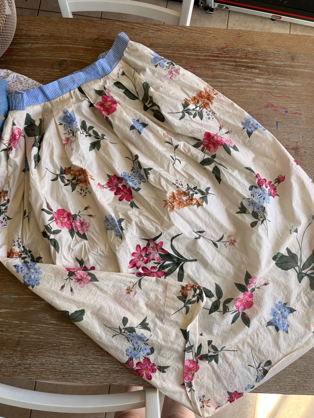 Ellen Tracy Cream Floral Button-Up with Pink, Blue & Green